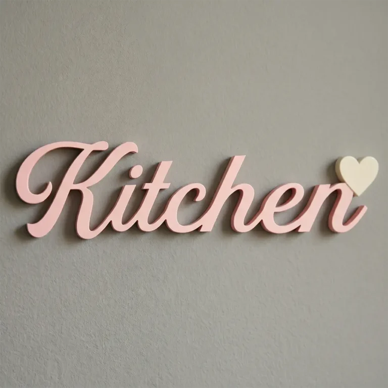 Scritta kitchen in legno artigianale con cuore